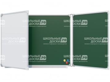 Трёхэлементная магнитная доска комбинированная 200x75 см эмаль ДК 3.31