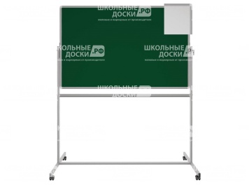 Двухсторонняя поворотная передвижная магнитная доска комбинированная 150х100 см ПО-22Ек